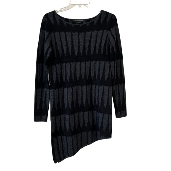Skull Cashmere Black Gray Asymmetric Thick Long Sleeved Dress XS Quality - Picture 2 of 7